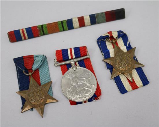 British WWII medals and medal bar